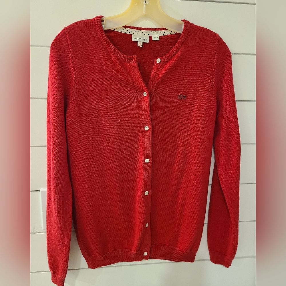 Lacoste Girls Red Cardigan